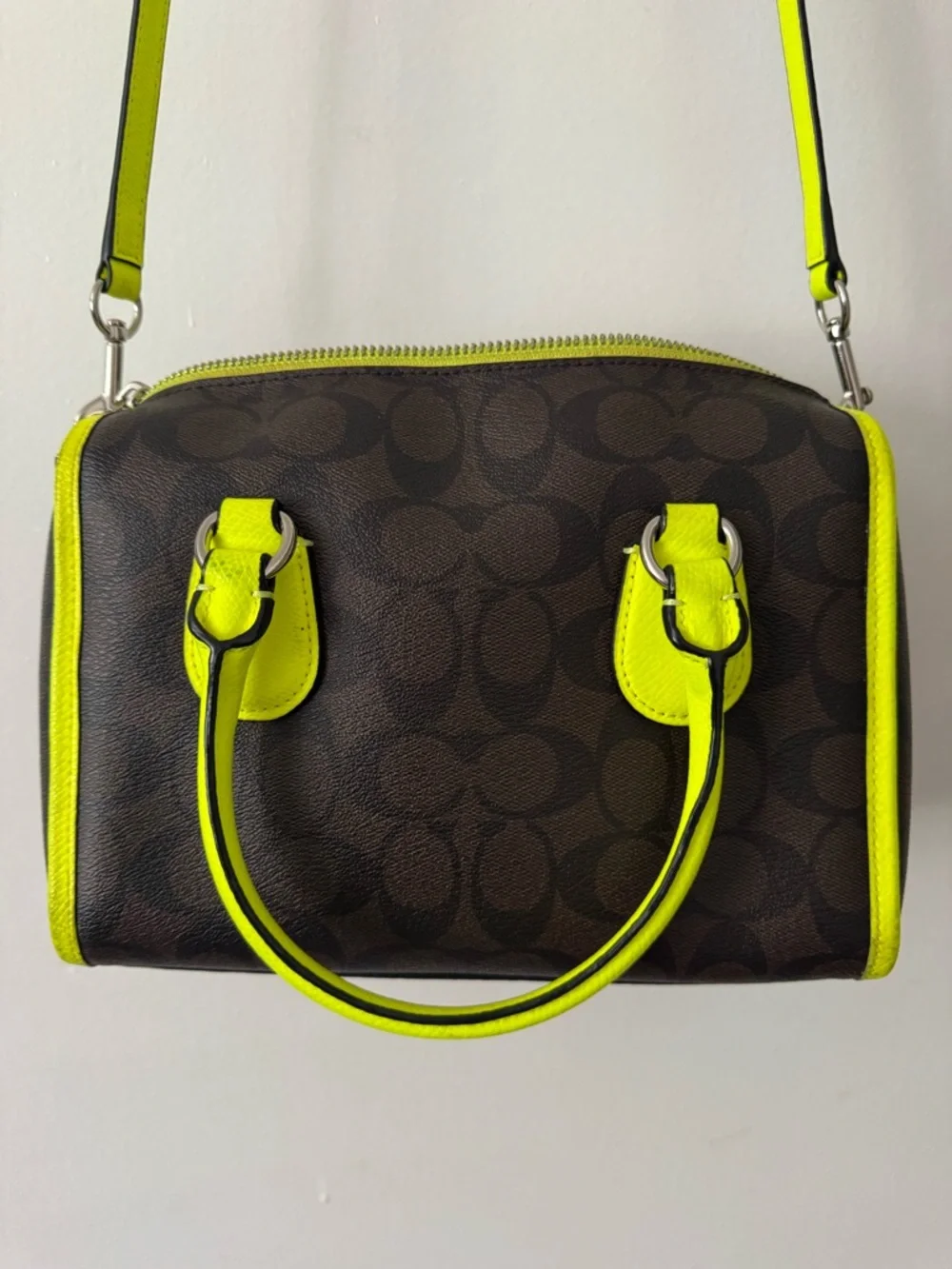 Coach Monogram Cross body with Neon Trim